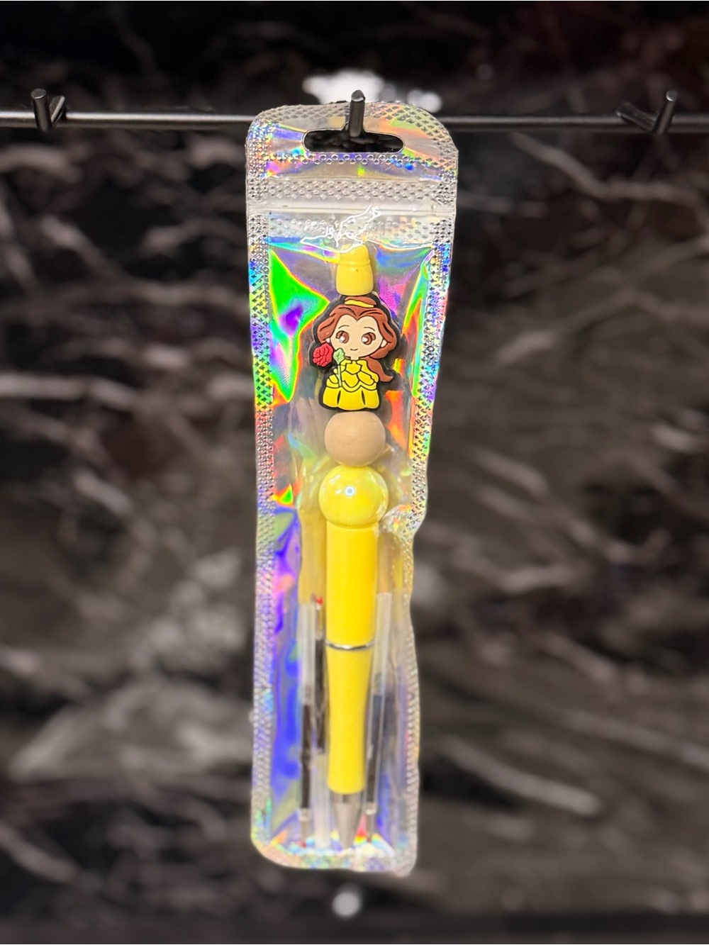 Bell from Beauty and the Beast Focal Bead Pen Black and Blue ink